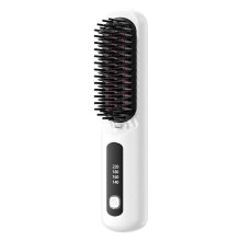 (White) Cordless Hair Straightener Brush, Gobrush Pro Effortless Hair Styling, Fast Heated Wireless Mini Hair Brush