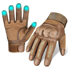 (xxl, brown) Touchscreen Tactical Gloves for Men, Airsoft Motorcycle Gloves with Hard Shell & Palm Padding, Durable for Sports Outdoor Activities
