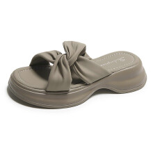 (39,Grey)Thick-Soled Slippers for Women Soft Upper Cushioned Platform Sole Slippers Post-Gym Relaxation