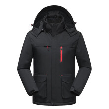 (XXL,Mens Black)Windproof Heated Jacket for Men Thicken Three Area Heating Coat for Outdoor Sports