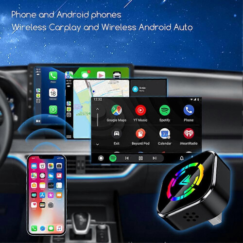 (C)2 In 1 Adapter Wireless Carplays Androids Auto 2 n 1 Functionality Fast Stable Carplays Wireless Adapter for Road Trip 2