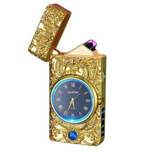 (Glod) Heavy Metal USB Rechargeable Plasmas Lighter for Men Multifunction Windproof Arc Lighter for Outdoor Camping Reliable Survival Tool
