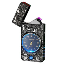 (Black) Heavy Metal USB Rechargeable Plasmas Lighter for Men Multifunction Windproof Arc Lighter for Outdoor Camping Reliable Survival Tool