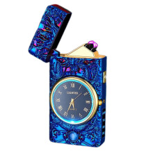 (Blue) Heavy Metal USB Rechargeable Plasmas Lighter for Men Multifunction Windproof Arc Lighter for Outdoor Camping Reliable Survival Tool