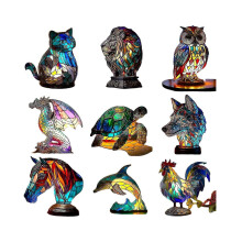 (Horse) Animal Table Lamp Series Stained Glass Stained Night Light Retro Desk Lamps