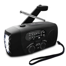 (02) in 1 Emergency Charger Flashlight Hand Crank Generator Wind up Solar Dynamo Powered FM/AM Radio Charger LED Flashlight