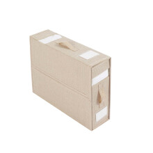 (Beige) Bed Sheet Set Storage Box Fabric Visual Window Zipper Folding Blanket Sorting Box Wardrobe Bedding Storage