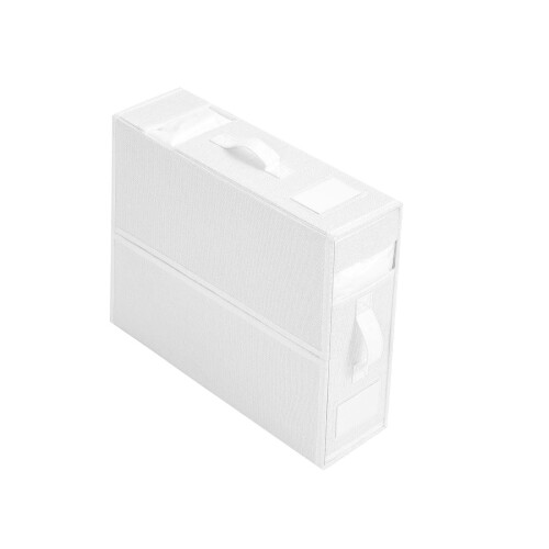 (White) Bed Sheet Set Storage Box Fabric Visual Window Zipper Folding Blanket Sorting Box Wardrobe Bedding Storage