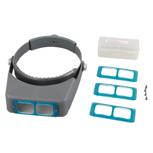 Comfortable to Wear Headband Magnifier, Hands Free Binocular Loupe with Tilted Visor Function, Replaceable Lenses for Flexible Use, Optical Glass