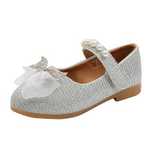 Toddler Soccer Cleats Size 8 with Soft Sole Girls Bowknot Tennis Sneakers for Kids Silver 13