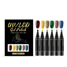 (Set 6) 6 Colors Nail Polish Pen Set - Quick Dry Gel Polish Pens for Nail Art, DIY Manicure, Waterproof, Long Lasting, Easy to Use for Women