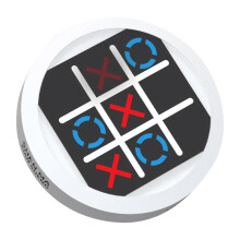 (White) 4-in-1 Tic Tac Toe & Whack-a-Mole Bolt Game, Rechargeable Handheld Puzzle Console, Portable Brain Teaser Memory Game for Kids & Adults