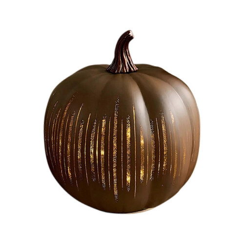 (big, Brown) Twinkle LED Light Pumpkins, Timer Lighted Sparkling Starry Night Glass Pumpkins