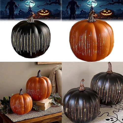 (big, Brown) Twinkle LED Light Pumpkins, Timer Lighted Sparkling Starry Night Glass Pumpkins 1