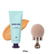 (Tan)Supreme Creme All-Over Complexion Perfector CC Cream Foundation & Makeup Brush, Long-Lasting All-in-One Blemishes Concealer