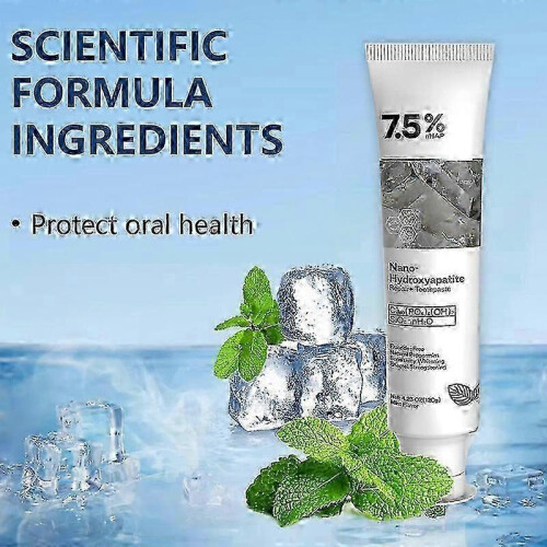 (2pcs)7.5%nHAP Nano Hydroxyapatite Toothpaste Fluoride-Free Enamel Repair Whitening Toothpaste, Cool Mint Fresh Breath 2
