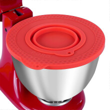 (red) Silicone Mixers Bowl Cover Compatible with KitchenAid 4.5-5 Quart Tilt-Head Stand Mixers Bowl,with Collapsible Small Bowl