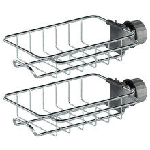 (2pcs) Kitchen Sink Caddy Organizer Adjustable Stainless Steel Faucet Storage Rack Sponge Holder for Accessories