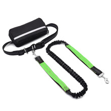 (One Leash, Green) Hands-Free Dog Leash for 2 Dogs, Adjustable Waist Leash with Pouch & Padded Handle, Dog Walking Accessories
