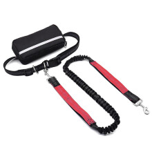 (One Leash, Red) Hands-Free Dog Leash for 2 Dogs, Adjustable Waist Leash with Pouch & Padded Handle, Dog Walking Accessories