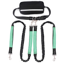 (Two Leashes, Mint Green) Hands-Free Dog Leash for 2 Dogs, Adjustable Waist Leash with Pouch & Padded Handle, Dog Walking Accessories