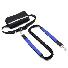 (One Leash, Blue) Hands-Free Dog Leash for 2 Dogs, Adjustable Waist Leash with Pouch & Padded Handle, Dog Walking Accessories