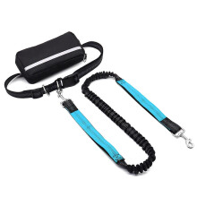 (One Leash, Sky blue) Hands-Free Dog Leash for 2 Dogs, Adjustable Waist Leash with Pouch & Padded Handle, Dog Walking Accessories