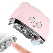 (Pink) Portable Electric Nail Clipper with LED Light, 3-Speed Automatic Nail Trimmer for Toe & Fingernails, Safe for Safe for Baby & Seniors
