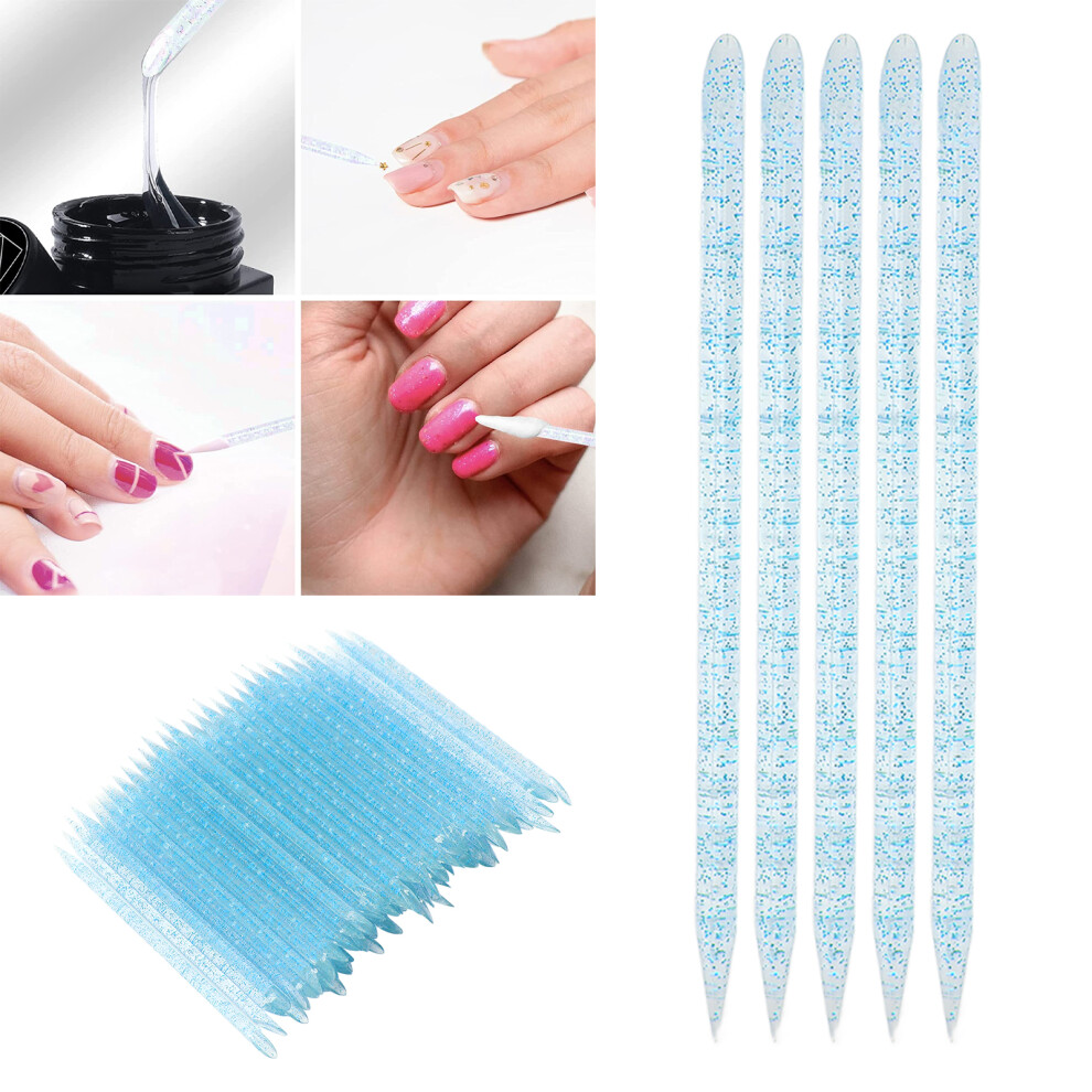 Blue 100Pcs Nail Care Cuticle Pushers, 9.5Cm Manicure Tools