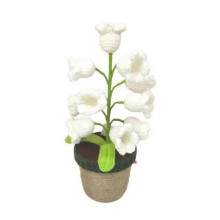 (White with 3 leaves) Flower Lamp Lily of Valley Flower Lamp Crochet Handwork Night Light Cordless Table Lamp