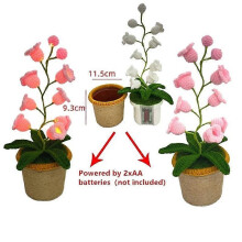 (Large pink warm light) Flower Lamp Lily of Valley Flower Lamp Crochet Handwork Night Light Cordless Table Lamp