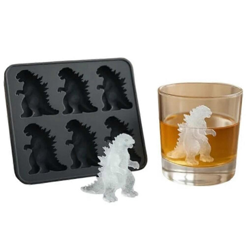 (White) Dinosaur Ice Cube Mold,Freezer Safe Ice Cube Maker for Summer Drinks,6 Cavity