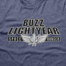 (M,Heather Navy)Toy Story Unisex Adult Buzz Lightyear Badge T-Shirt