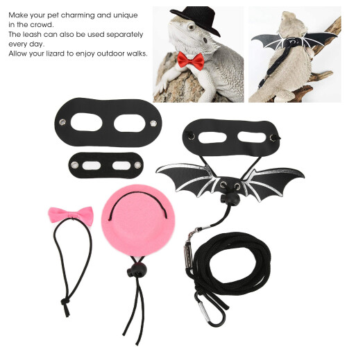 Adjustable Reptile Harness & Leash Pink Hat Set for Small Pets 1