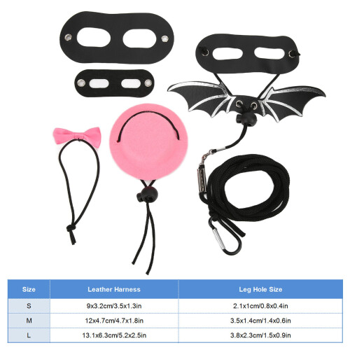 Adjustable Reptile Harness & Leash Pink Hat Set for Small Pets 2