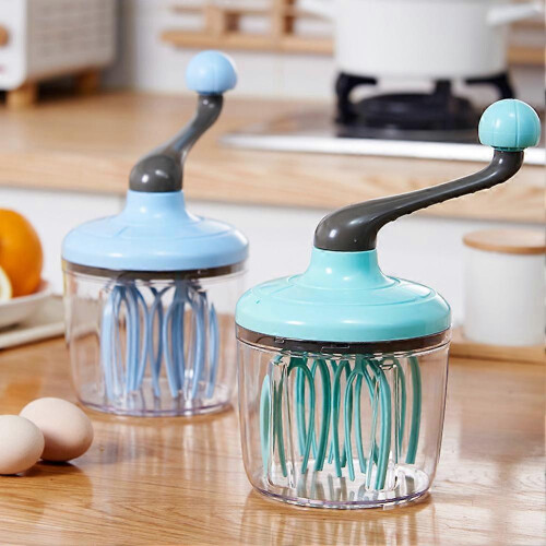(Clear Blue) Manual Hand Crank Egg Beaters for Baking Effortless Manual Operation: Baking Supplies 1
