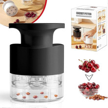(Black) 7-Hole Cherry Pitter Quick Push Pull Multiple Cherries Seed Remover Tool, Multi-Function Cherry Core Remover