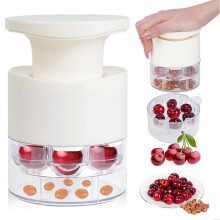 (White) 7-Hole Cherry Pitter Quick Push Pull Multiple Cherries Seed Remover Tool, Multi-Function Cherry Core Remover