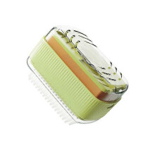 (Green) Home Soap Box with Brush Simple Multifunctional Cleaning Detachable Design Board Brush Shoe Brush Clothe Brush Cleaning Tool