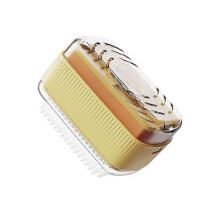 (Yellow) Home Soap Box with Brush Simple Multifunctional Cleaning Detachable Design Board Brush Shoe Brush Clothe Brush Cleaning Tool
