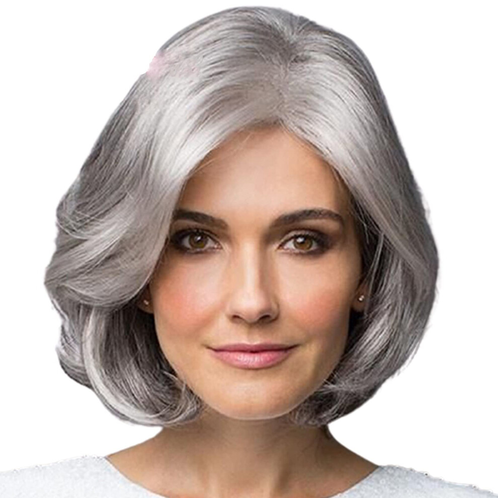 Women's Silver Pixie Cut Short Wigs HeatResistant Synthetic 14Inch Short Curly Breathable DailyWear Wig For Seniors