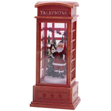 Red Telephone Booth Musical Snow Globe, Christmas Decorative Lantern, USB And Battery Operated, Creates Festive Atmosphere For Your Home Decor