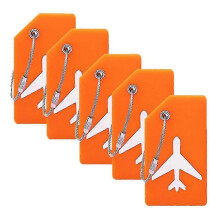(Orange) 5Pcs Flexible Silicone Luggage Tags Travel ID Card Sleeve Trolley Case Labels