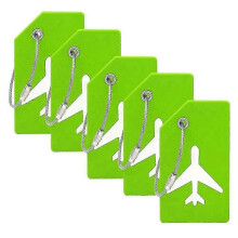 (Green) 5Pcs Flexible Silicone Luggage Tags Travel ID Card Sleeve Trolley Case Labels