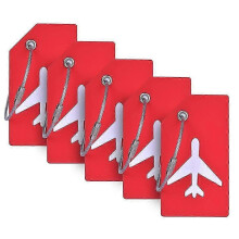 (Red) 5Pcs Flexible Silicone Luggage Tags Travel ID Card Sleeve Trolley Case Labels