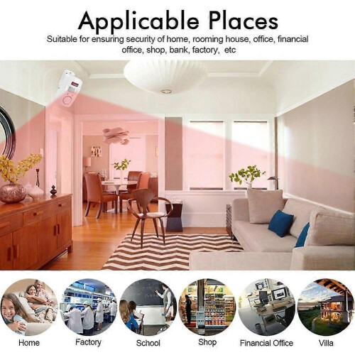 (2pcs) Wireless PIR Motion Sensor Alarm 105dB Home Security System with Remote Control for Home & Garage 2