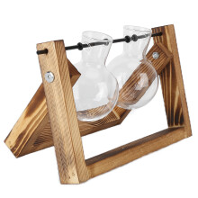 Holzständer Glasblumentopf, 2 Flaschen, 4,5x4,5x8,5 Zoll