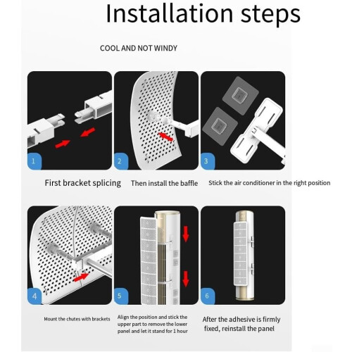 Air Conditioner Wind Deflector with 8Way Adjustable Airflow Direction and NoTrace Installation Ref: 1628 2