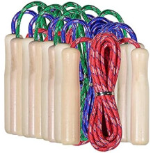 (Packung mit 10 Stück) Partituki Jump Rope Set with Wooden Handles, 2-Pack Outdoor Exercise Ropes for Kids Games and Birthday Gifts