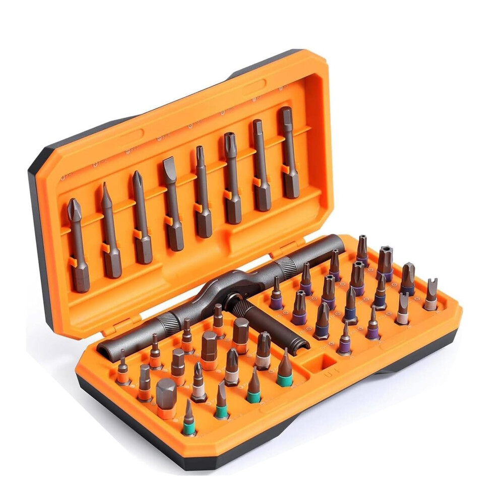 42In1 Ratchet Screwdriver Set With Detachable Thandle Orange For Computer Eyeglasses Bicycles Doorbell Diy 9382693462329